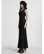 Punk Rave Black Sexy Gothic Punk Hooded Sleeveless Long Fishtail Dress