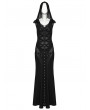 Punk Rave Black Sexy Gothic Punk Hooded Sleeveless Long Fishtail Dress