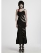 Punk Rave Black Gothic Punk Mesh Splicing Sexy Slip Long Fishtail Dress