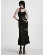 Punk Rave Black Gothic Punk Mesh Splicing Sexy Slip Long Fishtail Dress