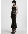Punk Rave Black Gothic Punk Mesh Splicing Sexy Slip Long Fishtail Dress
