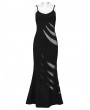 Punk Rave Black Gothic Punk Mesh Splicing Sexy Slip Long Fishtail Dress