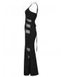 Punk Rave Black Gothic Punk Mesh Splicing Sexy Slip Long Fishtail Dress