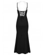 Punk Rave Black Gothic Punk Mesh Splicing Sexy Slip Long Fishtail Dress