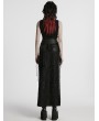 Punk Rave Black Sexy Gothic Embroidered Lace Pattern Side Slit Long Skirt
