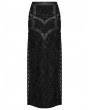 Punk Rave Black Sexy Gothic Embroidered Lace Pattern Side Slit Long Skirt