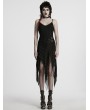 Punk Rave Black Gothic Punk Irregular Split Distressed Knit Dress