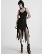 Punk Rave Black Gothic Punk Irregular Split Distressed Knit Dress