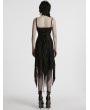 Punk Rave Black Gothic Punk Irregular Split Distressed Knit Dress
