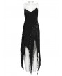 Punk Rave Black Gothic Punk Irregular Split Distressed Knit Dress