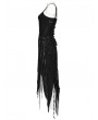 Punk Rave Black Gothic Punk Irregular Split Distressed Knit Dress