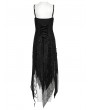 Punk Rave Black Gothic Punk Irregular Split Distressed Knit Dress