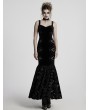Punk Rave Black Gothic Retro Velvet Embroidered Long Fishtail Party Dress