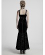 Punk Rave Black Gothic Retro Velvet Embroidered Long Fishtail Party Dress