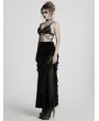 Punk Rave Black Gothic Lace Mesh Splicing Long Fishtail Velvet Skirt