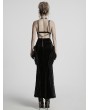 Punk Rave Black Gothic Lace Mesh Splicing Long Fishtail Velvet Skirt