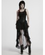 Punk Rave Black Gothic Cinching High Waist Ruffled Chiffon Corset Skirt