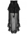 Punk Rave Black Gothic Cinching High Waist Ruffled Chiffon Corset Skirt