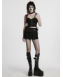 Punk Rave Black Gothic Decadent Punk Studded Denim Mini Skirt