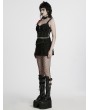Punk Rave Black Gothic Decadent Punk Studded Denim Mini Skirt