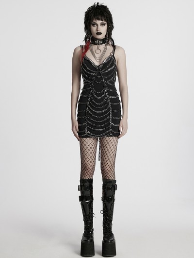 Punk Rave Silver Punk Detachable Two-Piece Metal Chain Harness