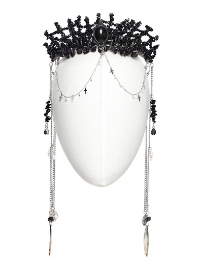 Punk Rave Black Gothic Gorgeous Crystal Chain Tasseled Headband