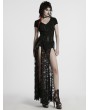 Punk Rave Black Gothic V-Neck Lace Applique Short Sleeve T-Shirt for Women