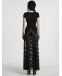 Punk Rave Black Gothic V-Neck Lace Applique Short Sleeve T-Shirt for Women