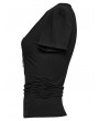 Punk Rave Black Gothic V-Neck Lace Applique Short Sleeve T-Shirt for Women