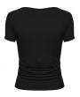 Punk Rave Black Gothic V-Neck Lace Applique Short Sleeve T-Shirt for Women