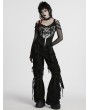 Punk Rave Black Gothic Punk Printed Off-the-Shoulder Long Sleeve T-Shirt for Women
