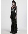 Punk Rave Black Gothic Punk Printed Off-the-Shoulder Long Sleeve T-Shirt for Women