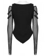 Punk Rave Black Gothic Punk Printed Off-the-Shoulder Long Sleeve T-Shirt for Women