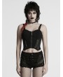 Punk Rave Black Gothic Sexy Cyberpunk Buckle Strap Corset Top for Women