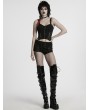 Punk Rave Black Gothic Sexy Cyberpunk Buckle Strap Corset Top for Women