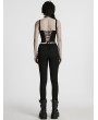 Punk Rave Black Gothic Sexy Cyberpunk Buckle Strap Corset Top for Women