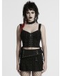 Punk Rave Black Gothic Decadent Punk Studded Denim Vest Top for Women