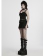 Punk Rave Black Gothic Decadent Punk Studded Denim Vest Top for Women