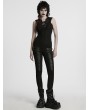 Punk Rave Black Gothic Cyberpunk Sleeveless T-Shirt for Women