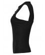 Punk Rave Black Gothic Cyberpunk Sleeveless T-Shirt for Women