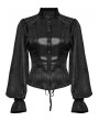 Punk Rave Black Gothic Patterned Long Sleeve Shirt for Women