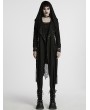Punk Rave Black Gothic Decadent Asymmetric Knitted Hooded Trench Coat for Women