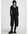Punk Rave Black Gothic Decadent Asymmetric Knitted Hooded Trench Coat for Women