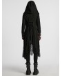 Punk Rave Black Gothic Decadent Asymmetric Knitted Hooded Trench Coat for Women