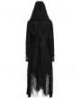Punk Rave Black Gothic Decadent Asymmetric Knitted Hooded Trench Coat for Women
