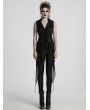 Punk Rave Black Gothic Dark Asymmetric Split Vest for Women