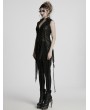Punk Rave Black Gothic Dark Asymmetric Split Vest for Women