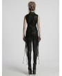 Punk Rave Black Gothic Dark Asymmetric Split Vest for Women