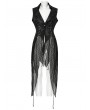 Punk Rave Black Gothic Dark Asymmetric Split Vest for Women