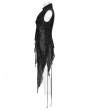 Punk Rave Black Gothic Dark Asymmetric Split Vest for Women